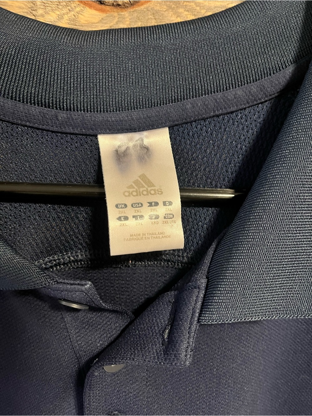 Adidas Men's Navy Polo Shirt with Contrast Sleeve Stripes Size XXL - Picture 2 of 4